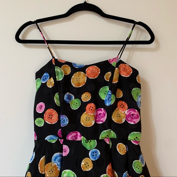 Size 8 Button Print Silk Party Dress - Picture 2 of 10